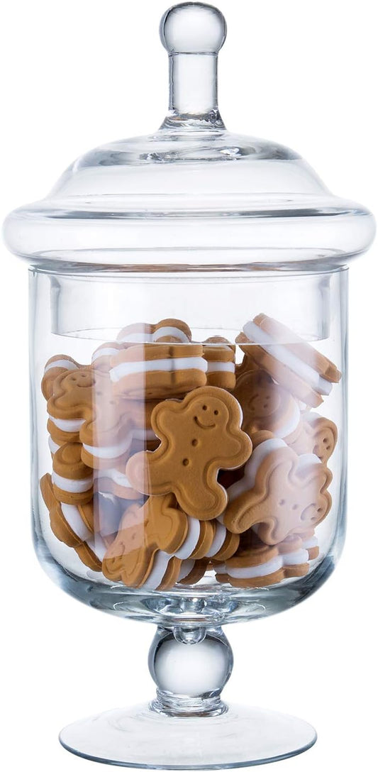 Clear Glass Apothecary Jars, Small Candy Buffet Display Elegant Storage Jar, Decorative Wedding Candy Organizer Canisters (Height: 9" Body: 5"; 22 FL.OZ)