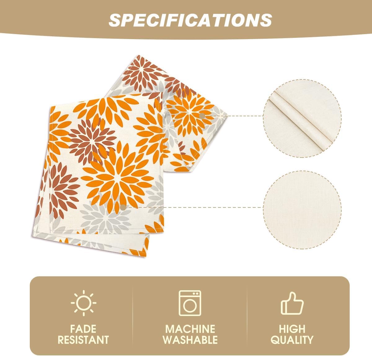 Artoid Mode Orange Dahlia Floral Pinnata Fall Table Runner, Seasonal Autumn Thanksgiving Kitchen Dining Table Decoration for Home Party Decor 13x72 Inch