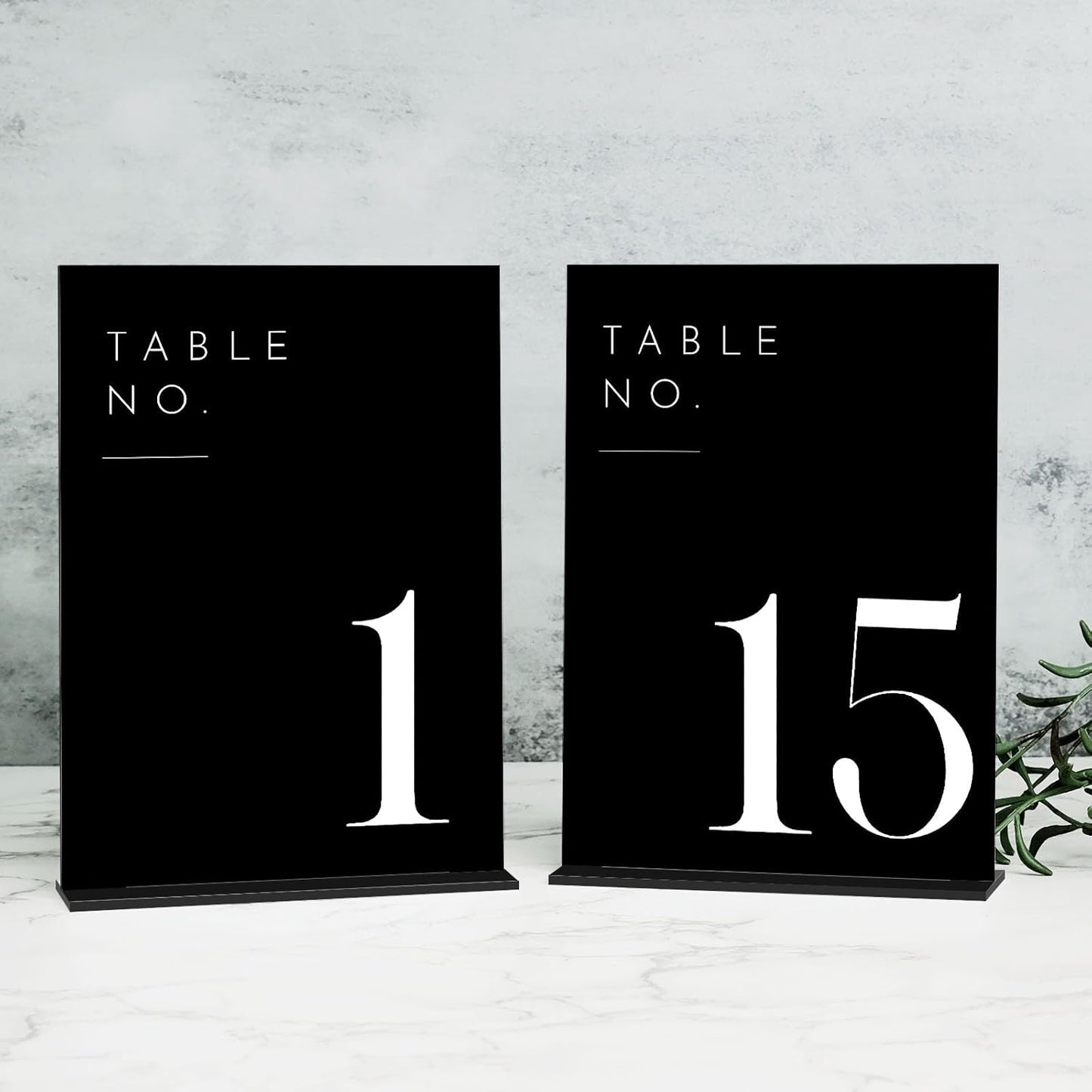 JINMURY Wedding Black Table Numbers 1-15 with Stands, 5"x7" Black Acrylic Table Numbers with White Font for Wedding Party Reception (1-15, 5"x7")