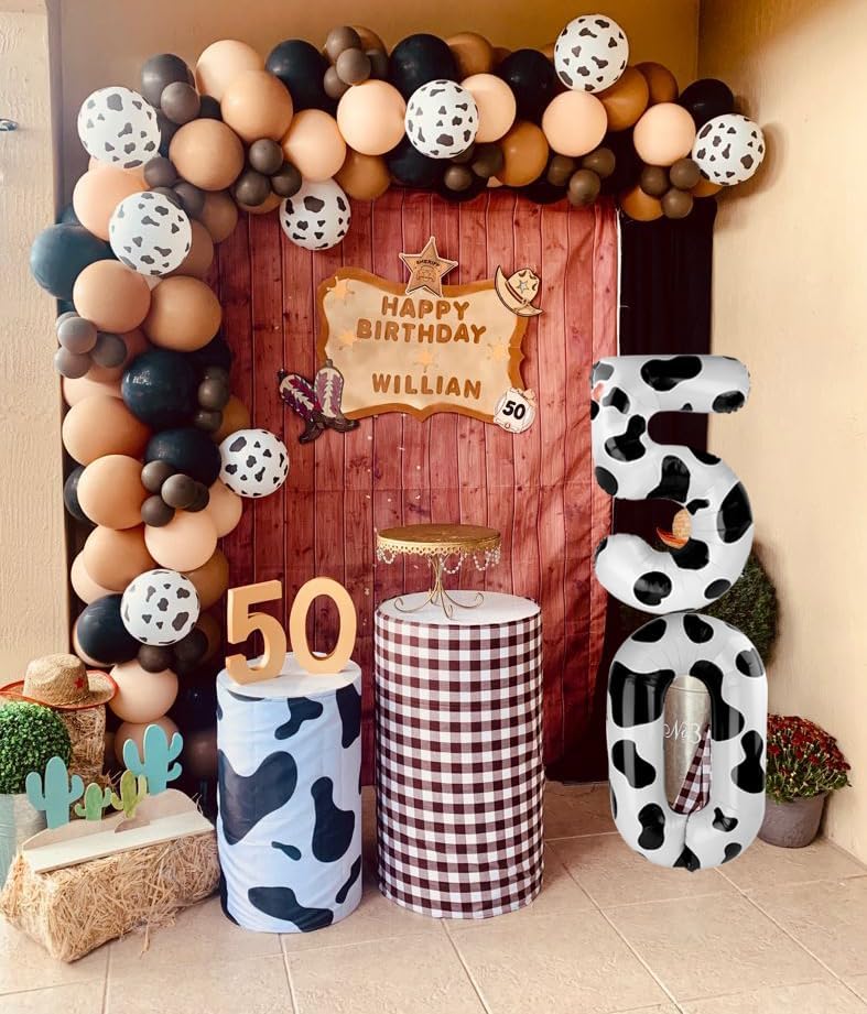 Cow Print 40 Inch Large Number 5 Birthday Balloon, Five 5th 15 25 35 50 55 Birthday Celebration Decorations, Foil 5 Mylar Helium Number 5 Balloons Girl Boy Anniversary Party Supplies