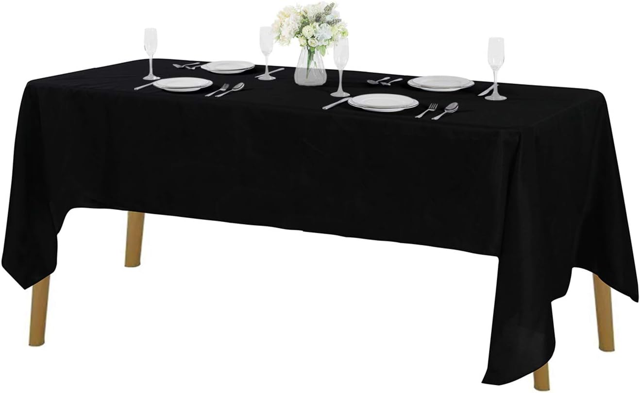 Rectangle Tablecloth 60x102 inch Washable Polyester Fabric Table Cloth for Wedding Party Dining Banquet Decoration（60x102, Black）