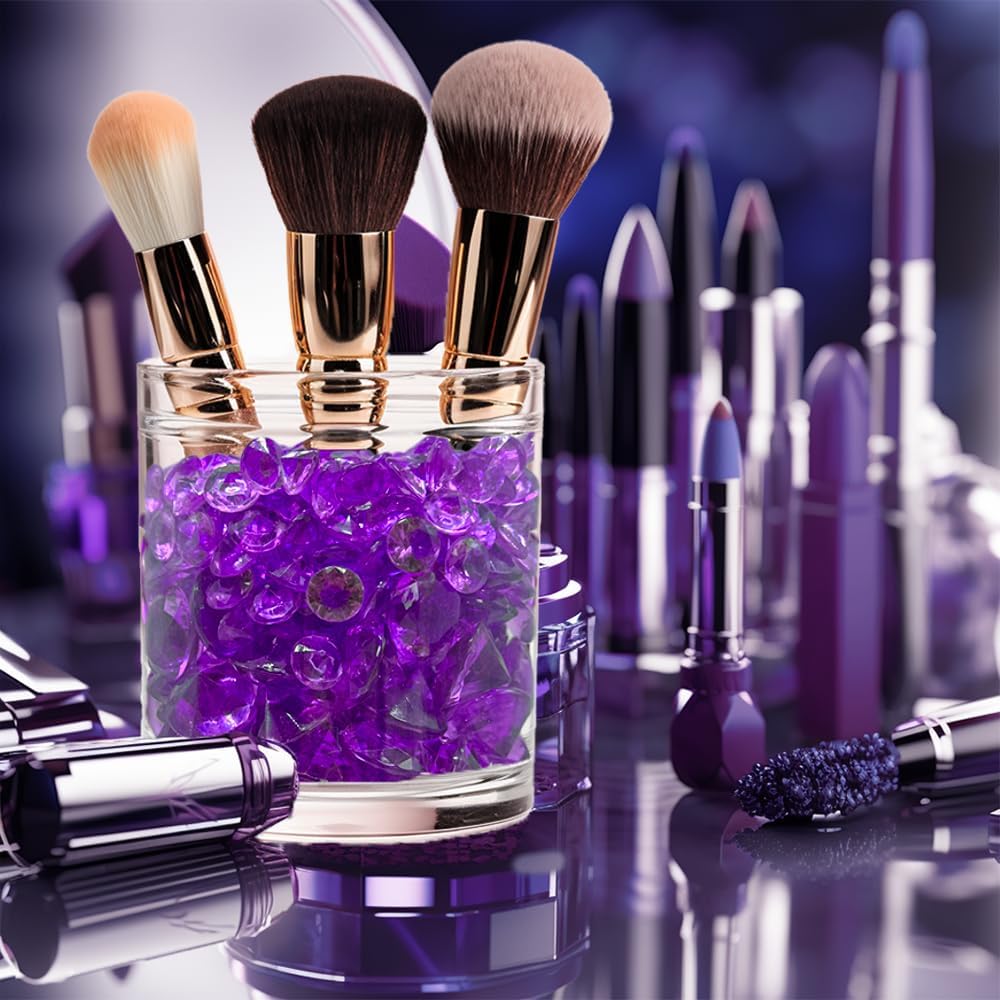 HappyFiller Fall Thanksgiving Decoration 720 Pcs Purple Acrylic Diamonds Gems,Wedding Diamond Confetti Party Favor,Table Scatters,Treasure Gemstones,Floral Home Centerpieces,Mix 0.8" and 0.4"