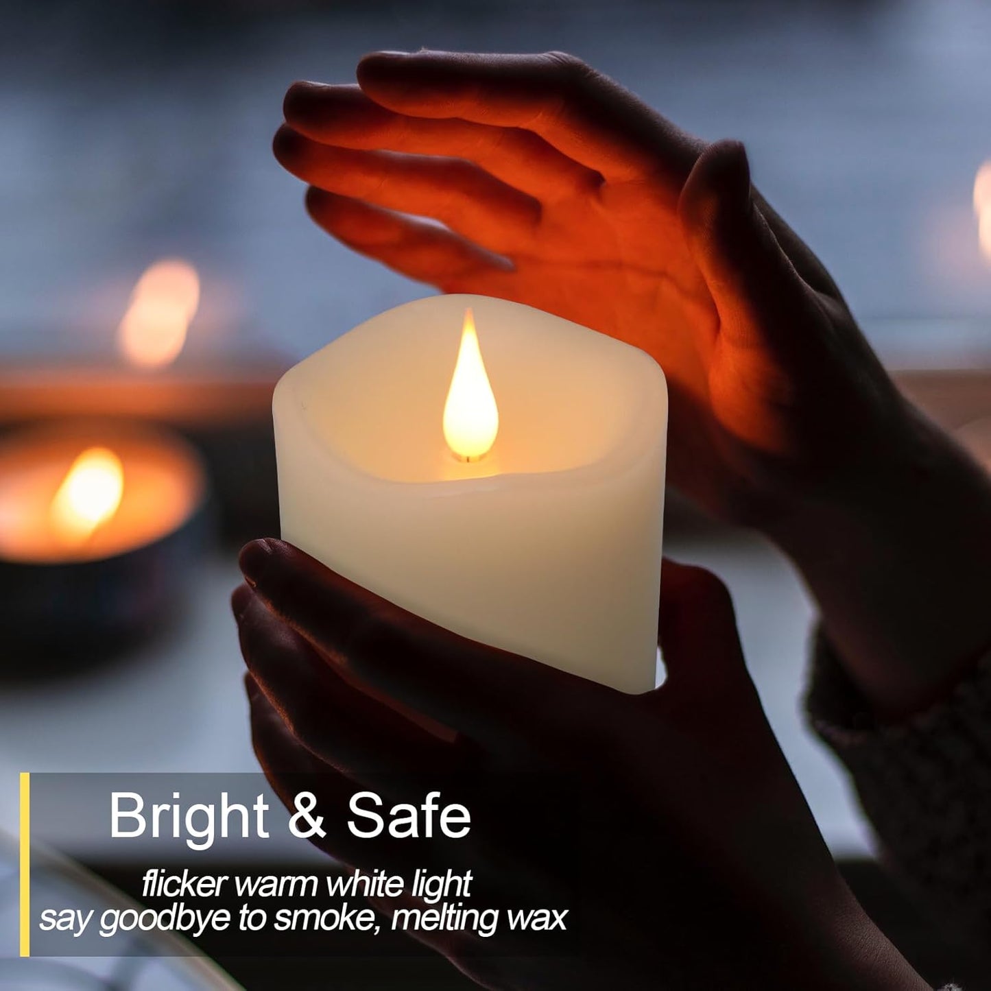 Flameless Candles Battery Operated with Remote Timer, 3D Moving Flame Flickering, Last 600+ Hours Battery Candles, 3" x 5" Ivory Real Wax Electric LED Candle for Wedding Party, Set of 2