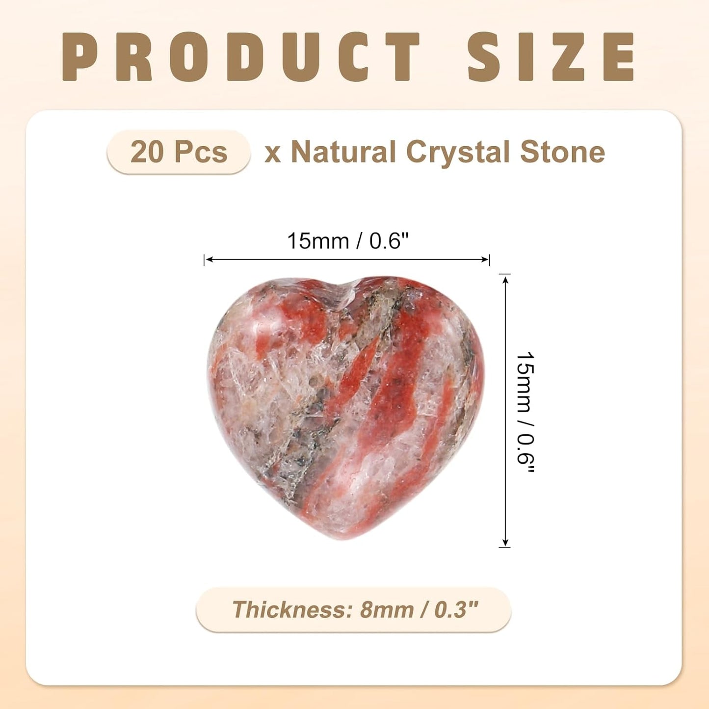 PATIKIL 20 Pcs Natural Heart Shaped Crystal Stone, 0.6 Inch Mini Polished Love Gemstone Crystal, Pocket Rock Engraved Worry Stones for Women Gifts Meditation, Light Red