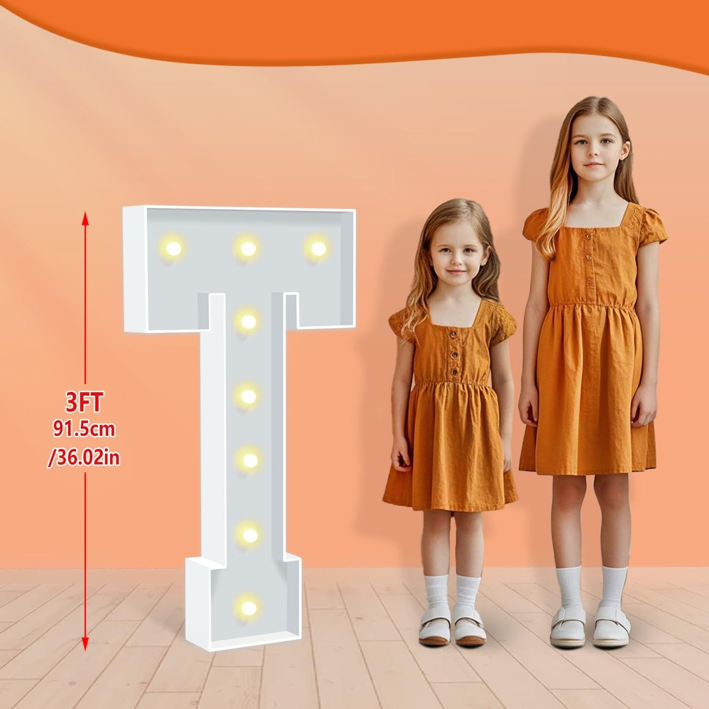 3FT Light Up Marquee Letters T, Large Lighted Letters for Party Backdrop Decor, Mosaic Cardboard Letter for Weddings, Birthdays, Anniversaries, New Year's Celebrations, Easy to Assemble