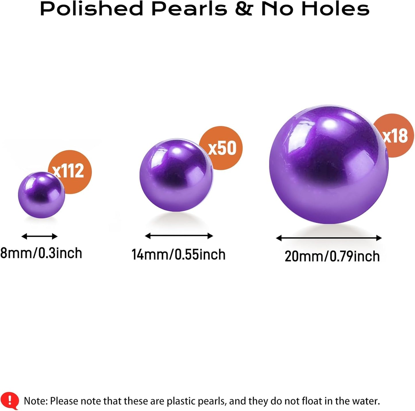 180PCS Purple Beads for Centerpieces Vases, No Hole Polished Pearl Makeup Beads Mixed 8/14/20mm Sizes, Pearl Vase Fillers Table Scatters for Party Wedding Decor
