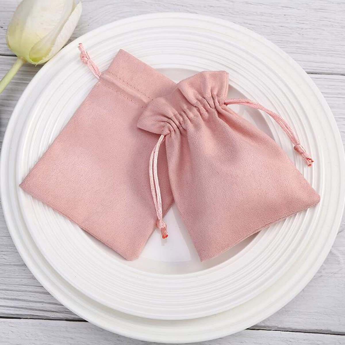 30 Pcs Pink Velvet Drawstring Bags Jewelry Pouches Jewelry Gift Bags Pouches Wedding Favors,2.8x3.5 inch