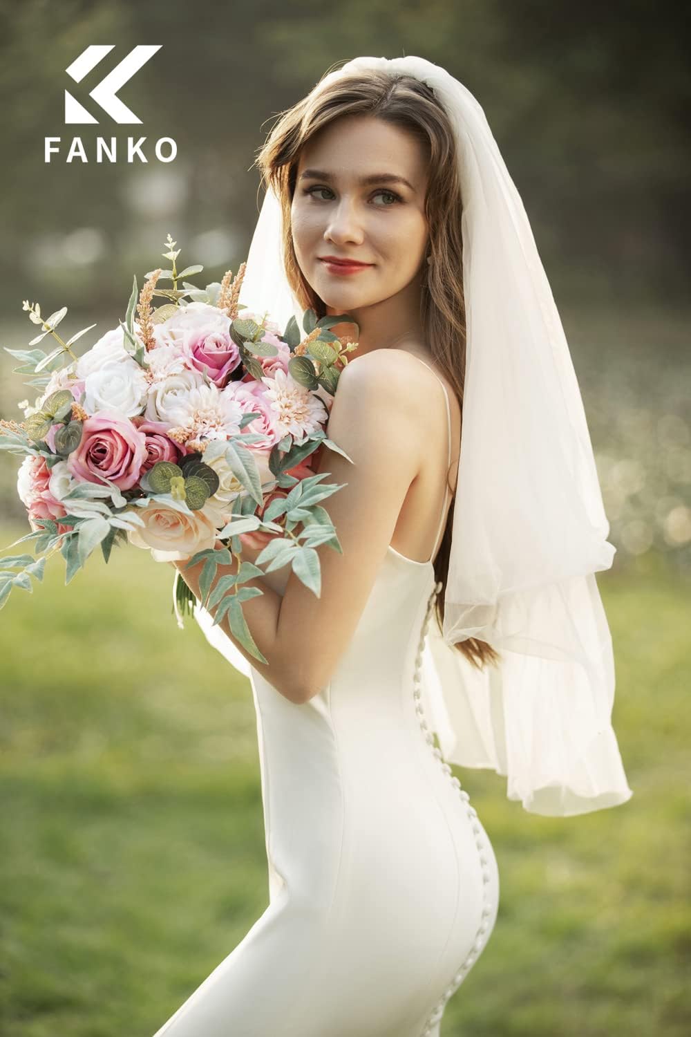 FANKO Rose Artificial Flowers Combo for DIY, Fake Pink Rose Artificial Silk Flowers with Greenery, Real Looking Artificial Faux Flowers for Wedding, Table Decoration, Centerpieces, Party, Home Décor