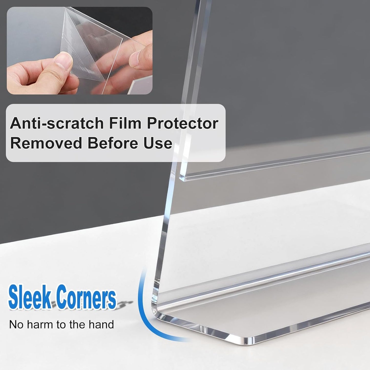 15 Pack Acrylic Sign Holder 8.5 x 11, L-Shape Clear Plastic Display Stand for Tabletop, Acrylic Stands for Flyers, Table Paper Holder, Vertical Sign Holder 8.5x11 for Restaurants, Office and School(Slant 15 Pack 8.5x11)