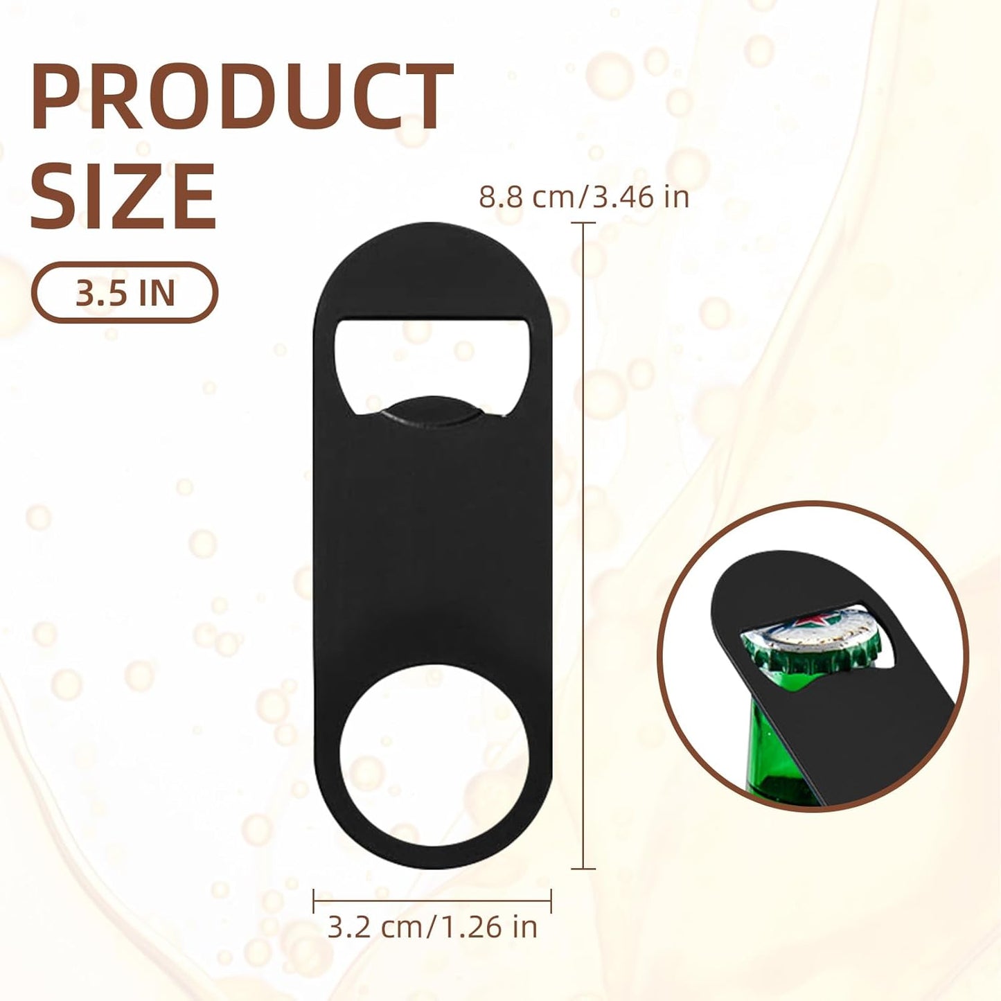 100 Pack Flat Beer Bottle Opener 3.5 inch Stainless Steel Flat Bottle Opener Black Beer Bottle Openers for Bartender Kitchen Bar Restaurant (3.5 Inch)