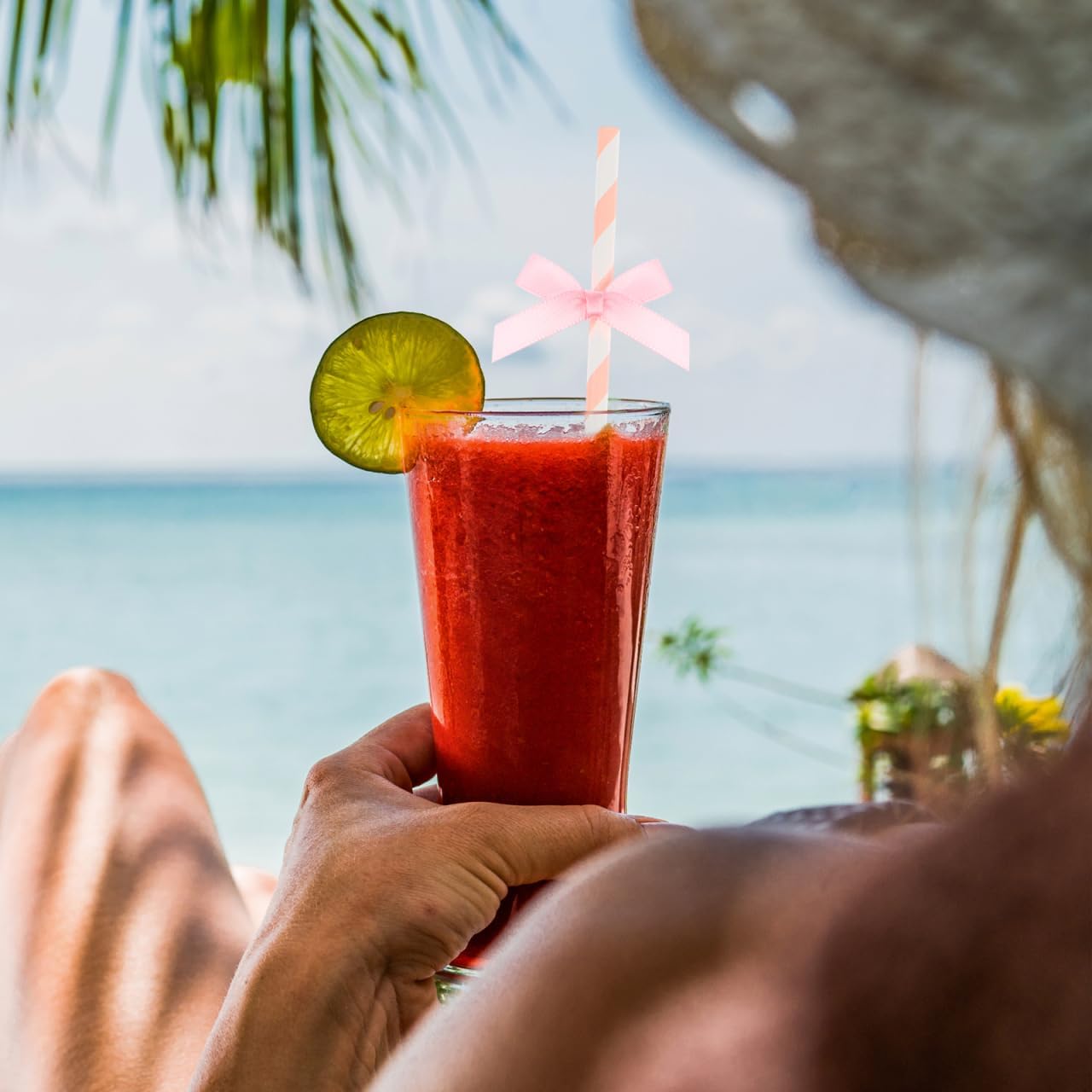 Gadpiparty 60pcs Paper Drinking Straws Disposable Bow Ties Decorative Cocktail Drinking Straws for Christmas Birthday Shower Wedding Holiday Party Pink