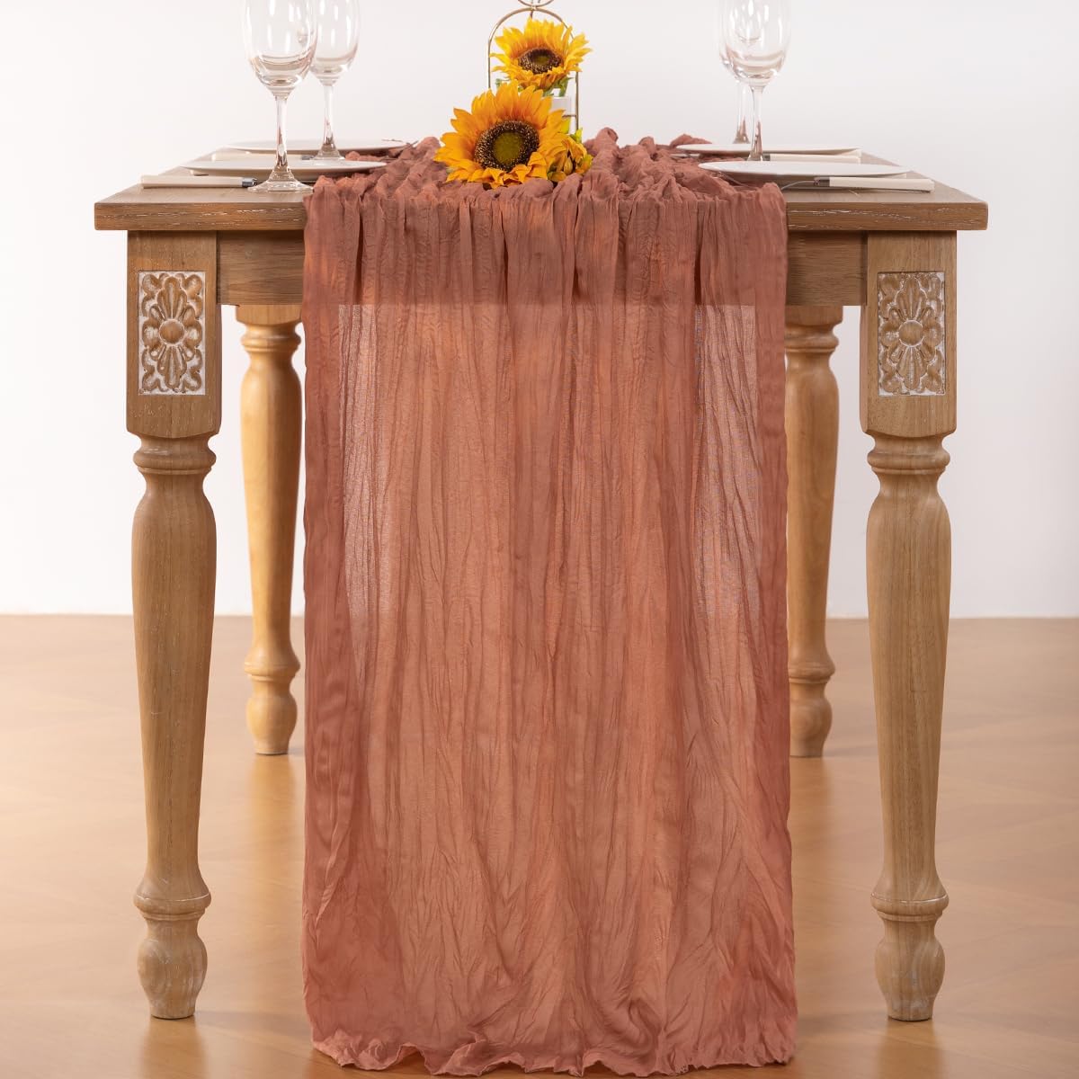 Dusty Rose Cheesecloth Table Runner Fall Table Runner Boho Gauze 120 Inches Cheese Cloth Fall Table Decorations for Thanksgiving Wedding Bridal Baby Shower Birthday Party Decor