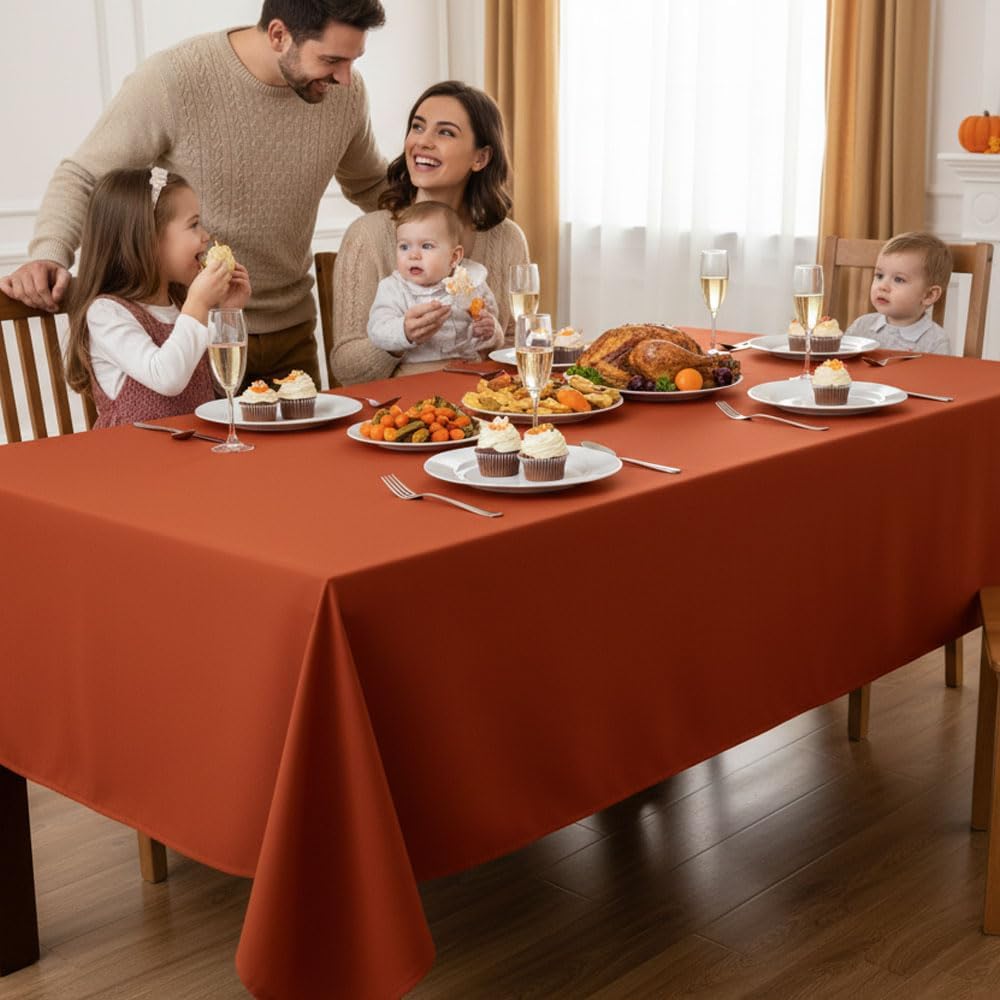 Fitable Rust Rectangle Tablecloths for 6 Foot Tables, 6 Pack - 70 x 108 Inches - Stain Resistant and Washable Fall Table Clothes, Polyester Fabric Table Covers for Wedding, Party, Banquet, Buffect