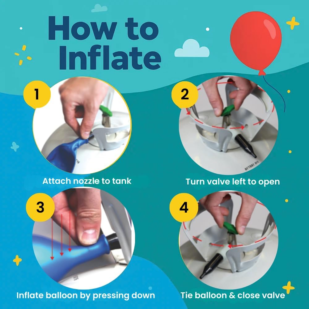 Airloons Helium Balloon Kit with 3 Pack 14.9 Cu Ft Tank - Includes 150 Multicolor 9 in Latex Balloons, Ribbon & Easy to Fill Nozzle - Easy Setup for Birthdays, Weddings, Baby Showers, DIY Party Décor