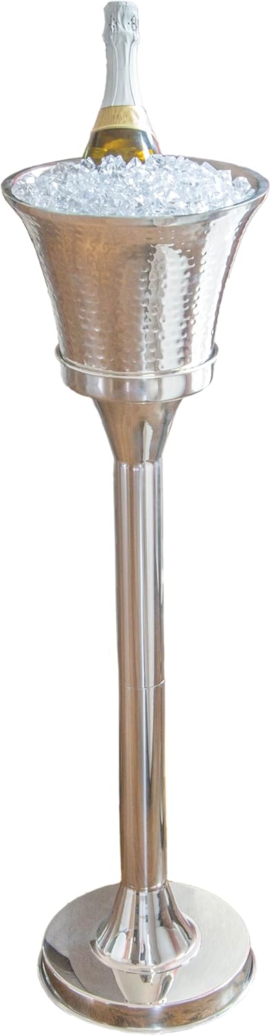 Stainless Steel Drink Stand by Objet D’Art, Elegant Beverage Tub, Double Walled Champagne & Wine Ice Bucket, Adjustable, Polished Finish Ice Bucket