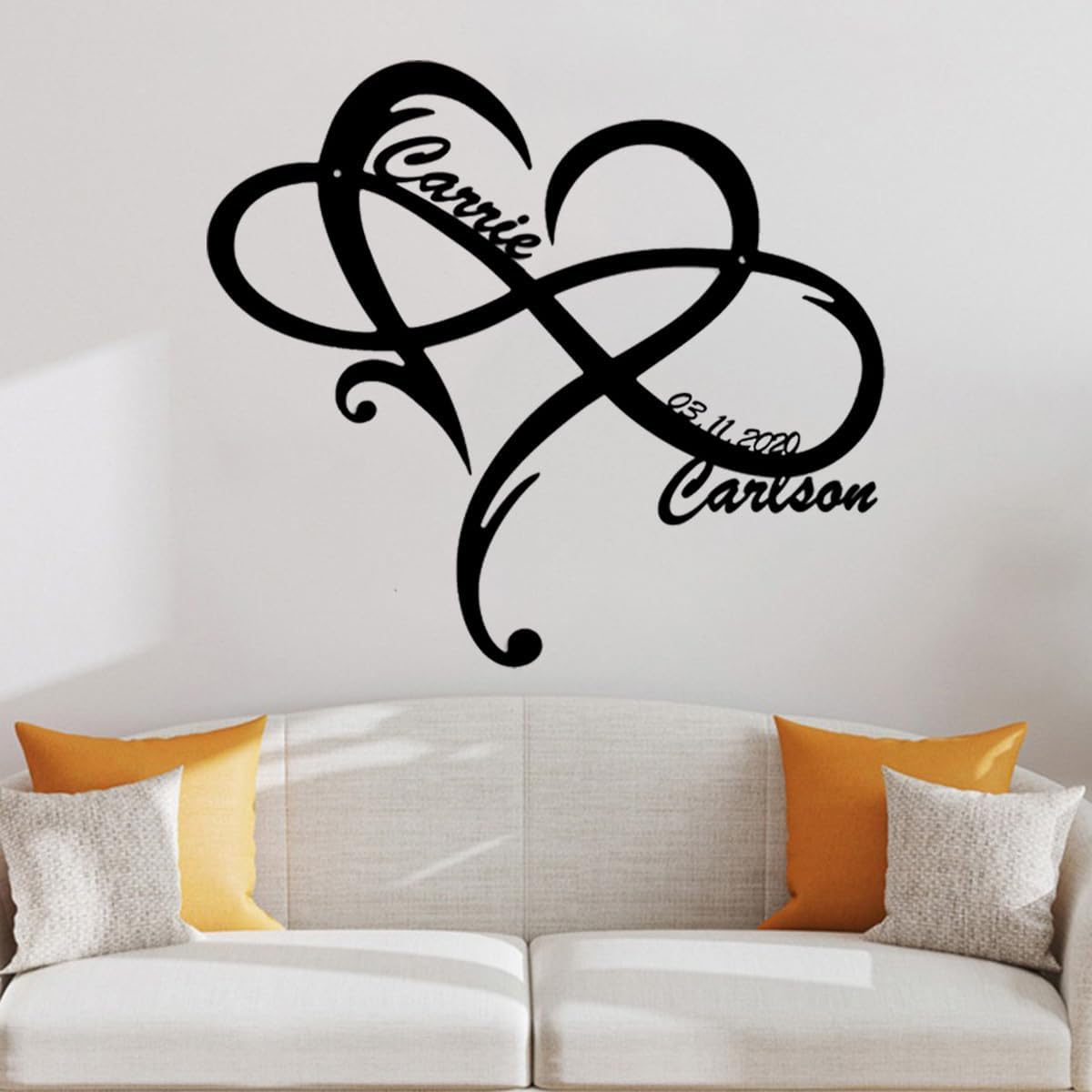 NAZENTI Personalized Metal Sign Infinity Heart Gift For Couple, Wedding Gift, Family Name Sign, Outdoor Name, Anniversary, Home Decor, Front Door