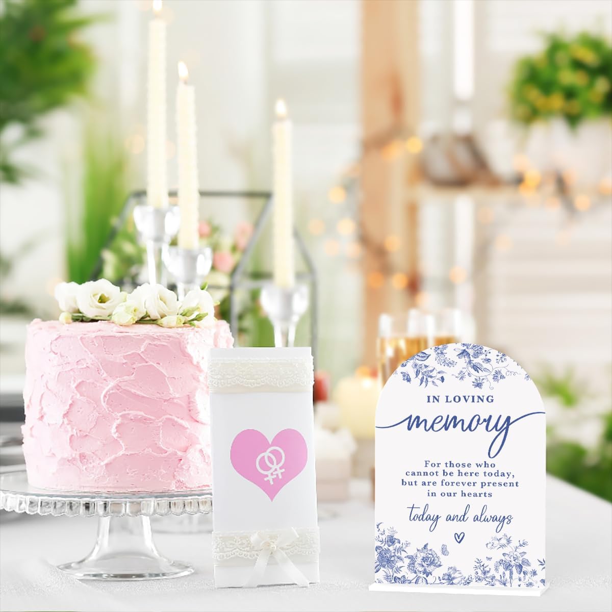 Acrylic Wedding Signs, Dusty Blue Wedding Decor, Blue Weddings Decor, In Loving Memory Signs for Reception, Modern Calligraphy Arch Acrylic Table Top Sign for Weddings Parties Dinners (White)