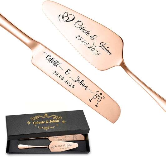 Personalized Wedding Cake Knife and Server Set Stainless Steel Cake Cutter Server Engraved Cake Cutting Set for Wedding Anniversary Engagement Birthday Gifts