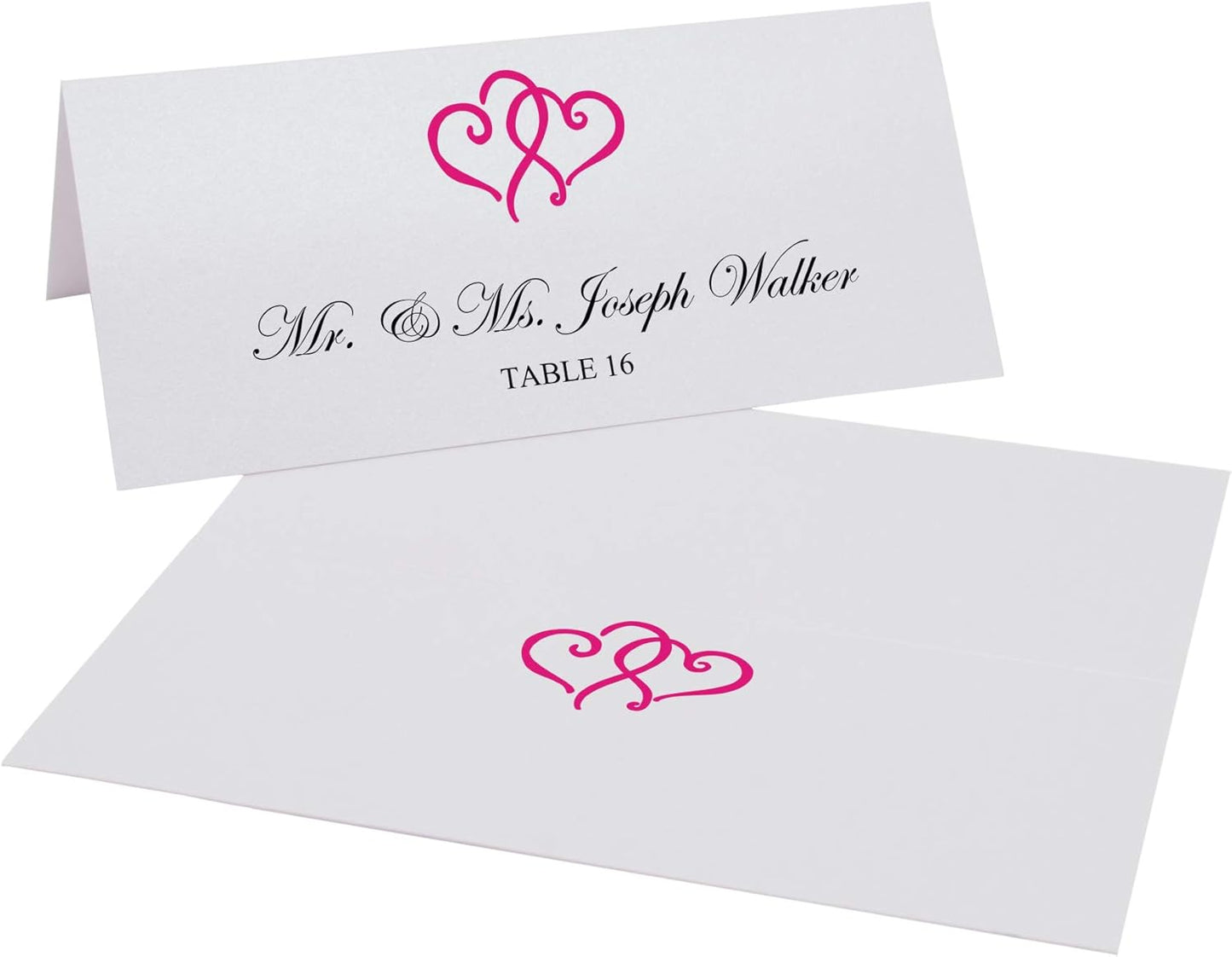 Linked Hearts Printable Place Cards, Fuschia (Choose Color), Set of 150 (25 Sheets), Laser & Inkjet Printers - Wedding, Party, Dinner, and Special Events - Made in the USA