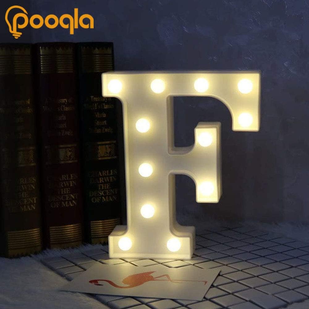 Pooqla LED Marquee Letter Lights Sign, Light Up Alphabet Letter for Home Party Wedding Decoration F