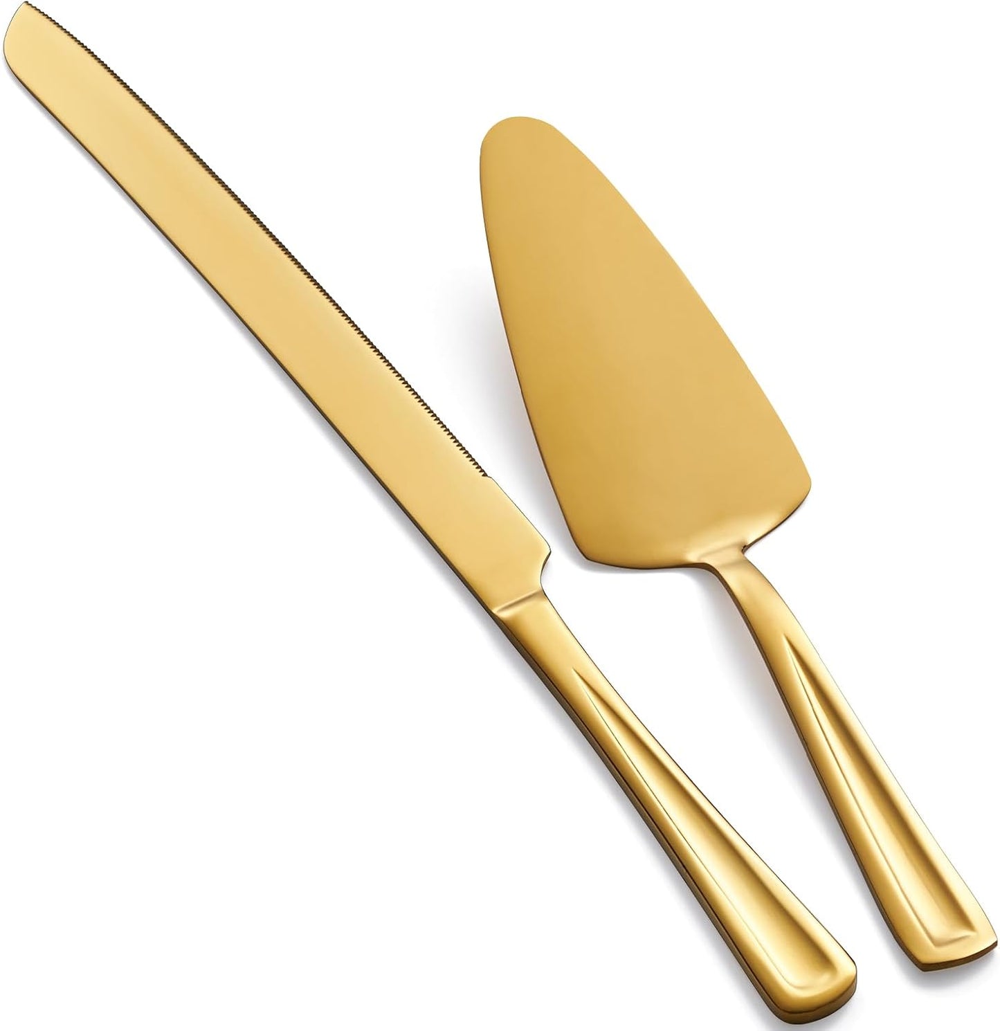 GoGeiLi Gold Cake Knife and Server Set, 13-inch Stainless Steel Cake Cutting Set, Elegant Cake Cutter Set for Wedding, Birthday, Parties, Anniversary