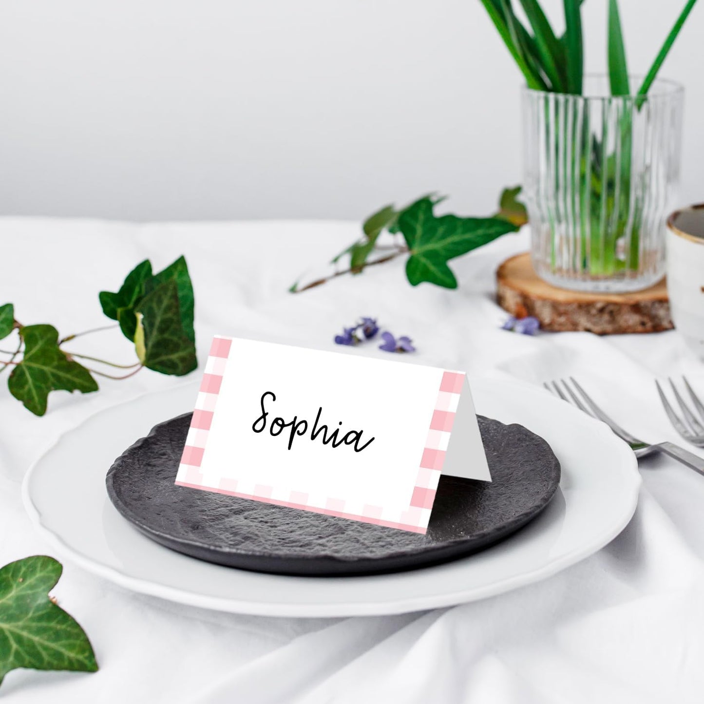25 Pack Pink Stripes Place Cards, Editable Name Cards for Table Setting, Tent Cards Food Label for Dinner Party, Bridal Shower, Wedding, Baby Shower and Events -T01