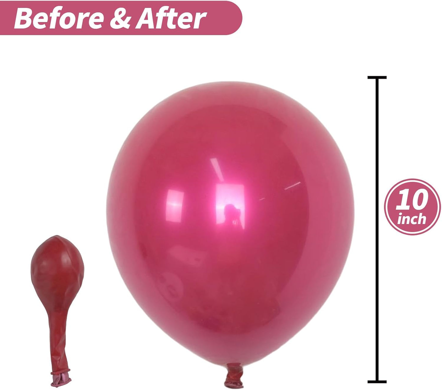 Chrome Hot Pink Balloons, 50 PCS 10 Inch Double Stuffed Metallic Hot Pink Balloons, Shiny Thick Chrome Metallic Fuchsia Balloon Latex Helium Balloon for Girls Women Birthday Wedding Party Decorations