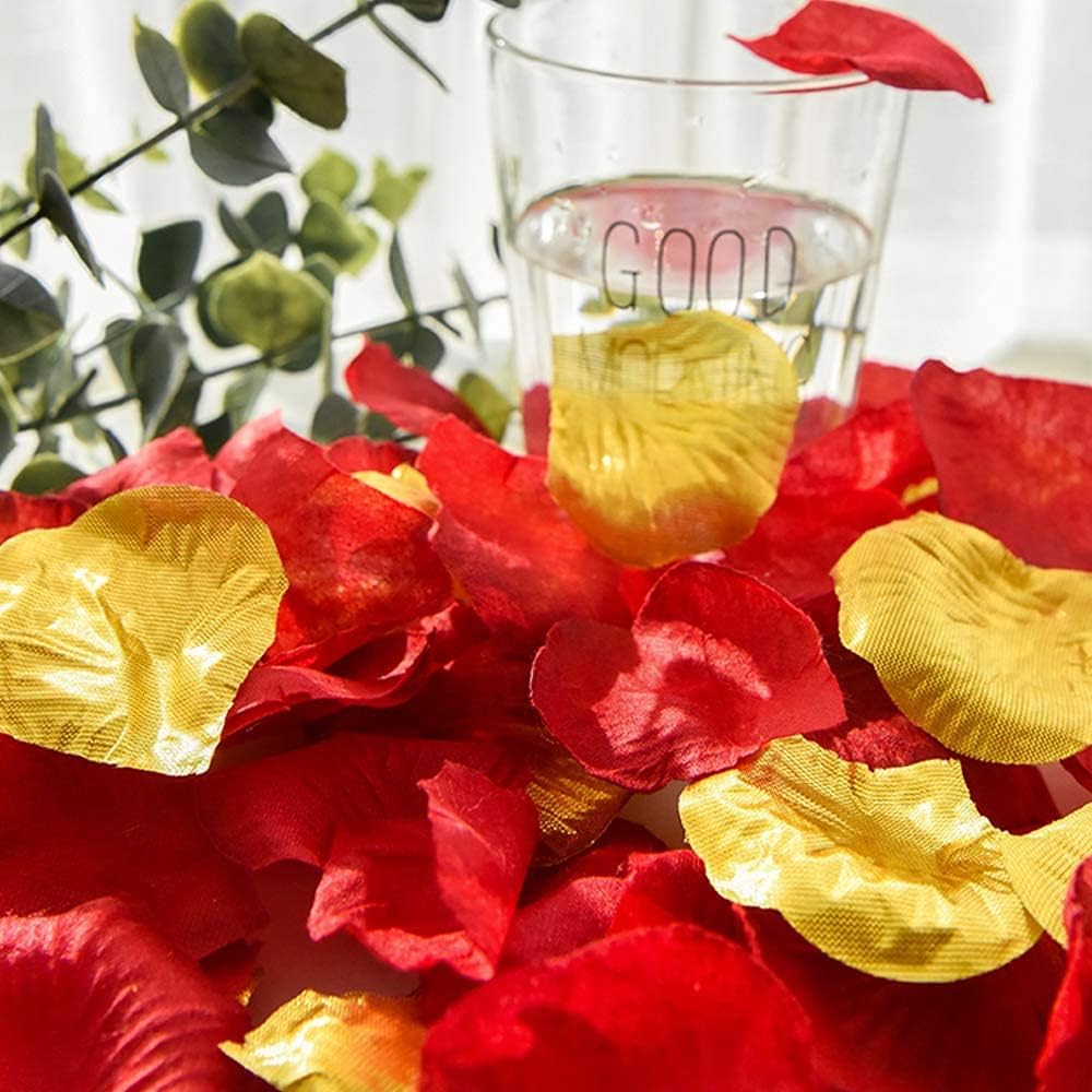 ocharzy 1000 PCS Rose Petals Fake Rose Petals for Romantic Night, Wedding Flower Decoration, Party, Events (Dark Red)