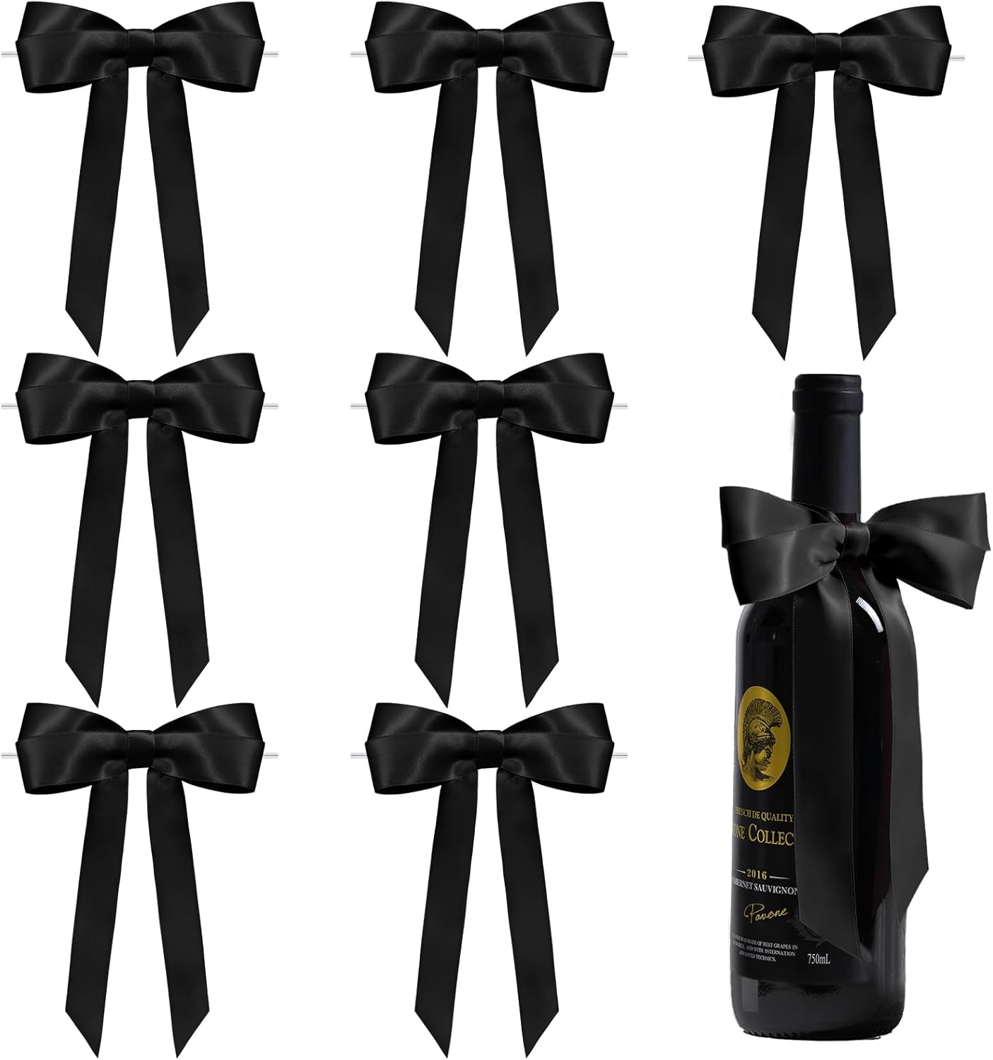 Black Bows for Gift Wrapping, 5'' X 7'' Large Satin Gift Bows for Birthday, Wedding, Party, 30 Pcs