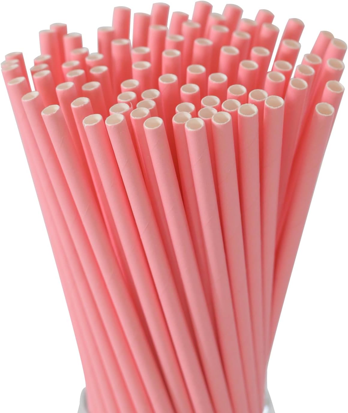 GLUJASBIO Pink Paper Straws Drinking Disposable Pastel Straws Bulk Party Suppliers for Girls Party, Baby Shower, Birthdays, Weddings, 7.75" x 0.24"