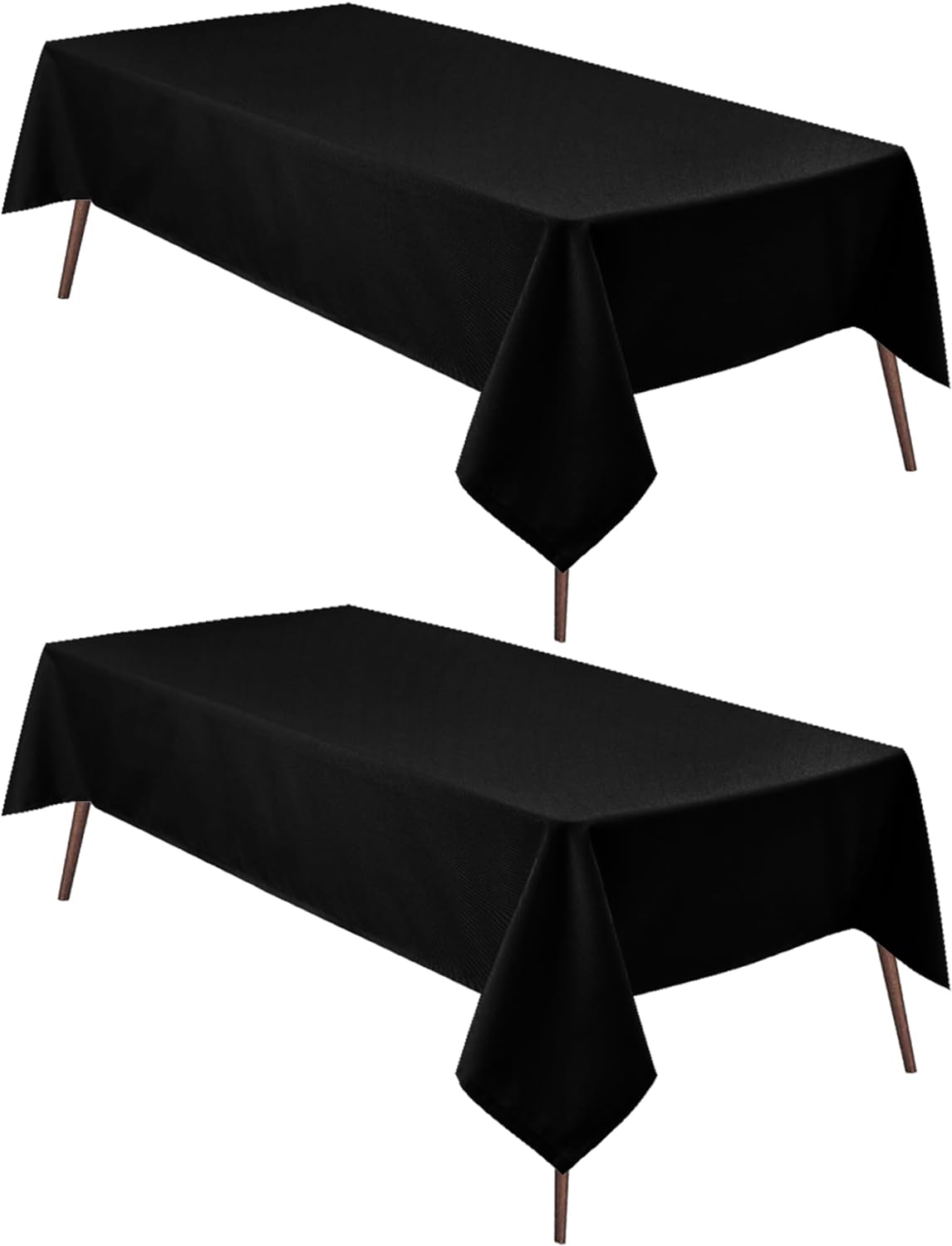 Hiasan 2 Pieces Black Tablecloth Square - Waterproof and Wrinklr Resistant Washable Polyester Fabric Table Cloth for Dining Room and Outdoor Use, 60 x 60 Inch