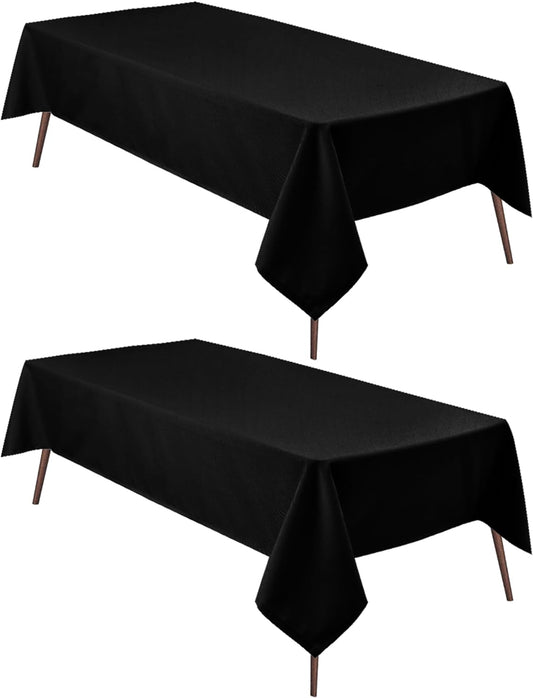 Hiasan 2 Pieces Black Tablecloth Square - Waterproof and Wrinklr Resistant Washable Polyester Fabric Table Cloth for Dining Room and Outdoor Use, 60 x 60 Inch