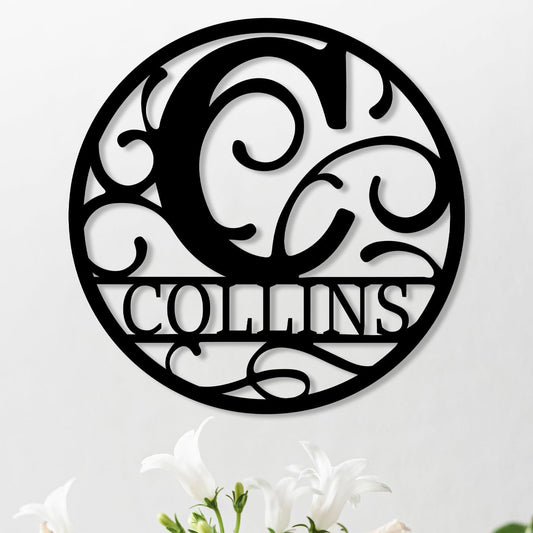 Personalized Metal Name Signs, Split Letter Monogram Wall Decor, Custom Last Name Sign, Family Name Sign for Outdoor, Personalized Wedding Gift, Garden Decor, Metal Wall Art, Housewarming Gift (MonogramDesign_11)