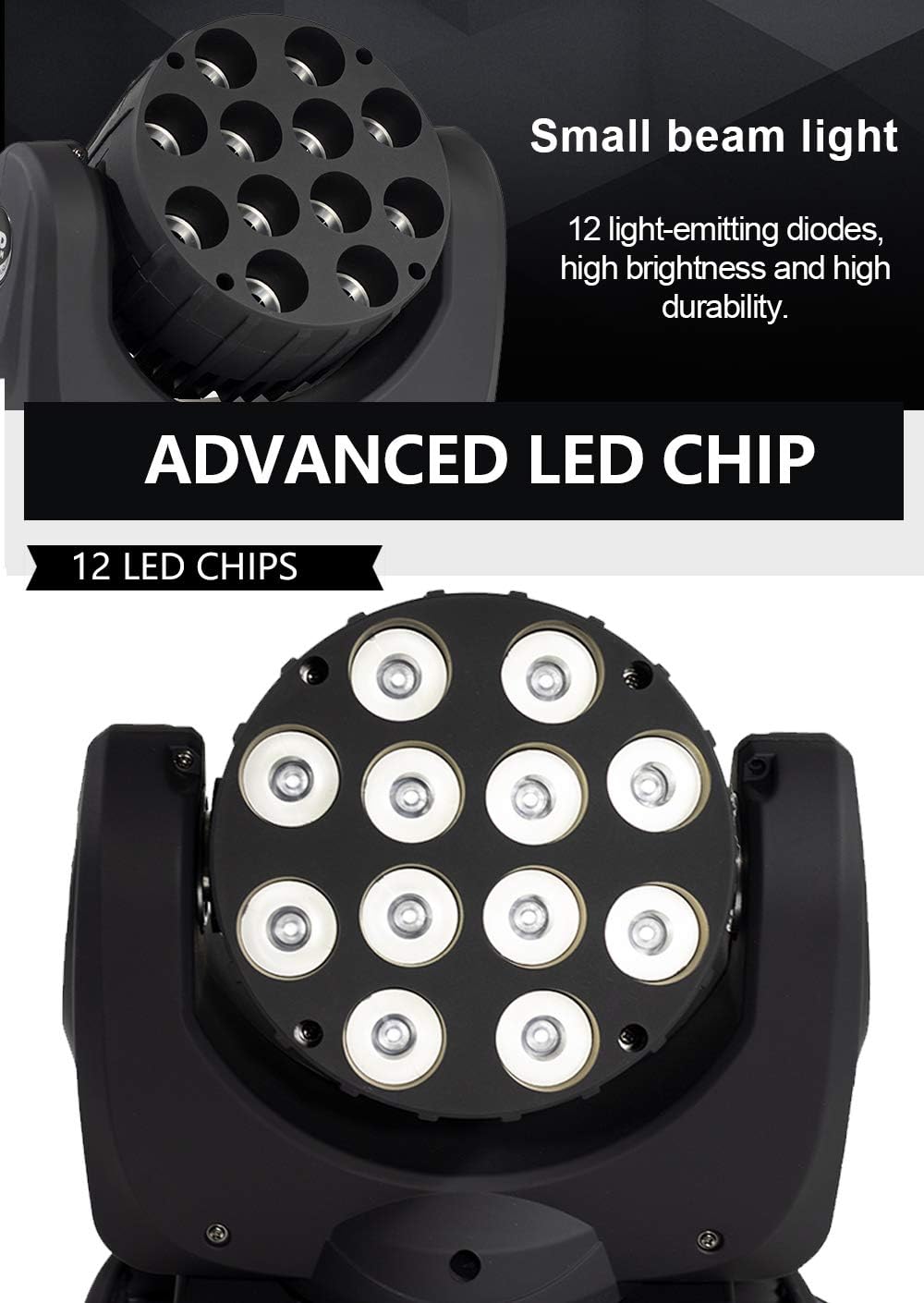 SHEHDS Moving Head Light Beam Wash LED 12x12W RGBW 4in1 DJ Lights Lighting Professional 9/16 Channels DMX512 Sound Activated Strobe Effect Stage Lights for Christmas Events Night Clubs Disco KTV Bar