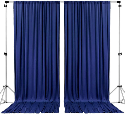 AK TRADING CO. 10 feet x 8 feet IFR Polyester Backdrop Drapes Curtains Panels with Rod Pockets - Wedding Ceremony Party Home Window Decorations - Navy Blue