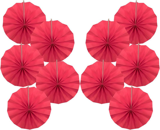 Red Birthday Decorations,DIY Red Paper Fans Hanging Decoration ,Party Supplies Party Fans 8in, Wedding Graduation Events Accessories 30 Color DIY Set （Red）
