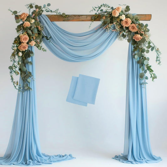 Wokceer Wedding Arch Draping 2 Panels 28.7" x 20FT Baby Blue Sheer Fabric Backdrop for Ceremony, Birthday Party, Bridal Shower Decoration