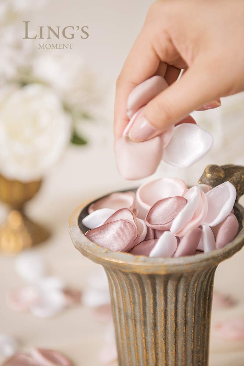 Ling's Moment Rose Petals, Silk Flower Petals for Wedding/Aisle/Flower Girl Baskets/Table Centerpiece Décor,etc.Blush White Dusty Rose 200pcs