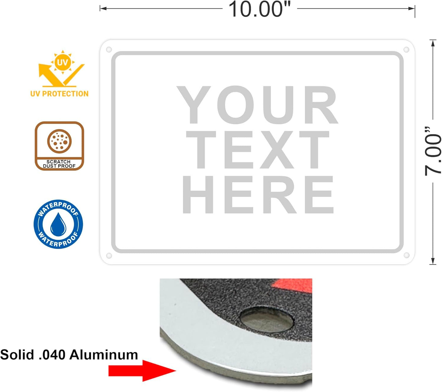 Custom Signs Outdoor Metal for Home Office Business, Personalized, Door, Porch, Delivery, Man Cave, Shop, Garage, Street. For Outside or Inside Use. Our Metal Signs Are UV Printed Solid Aluminum (Border, 10x7 inches)