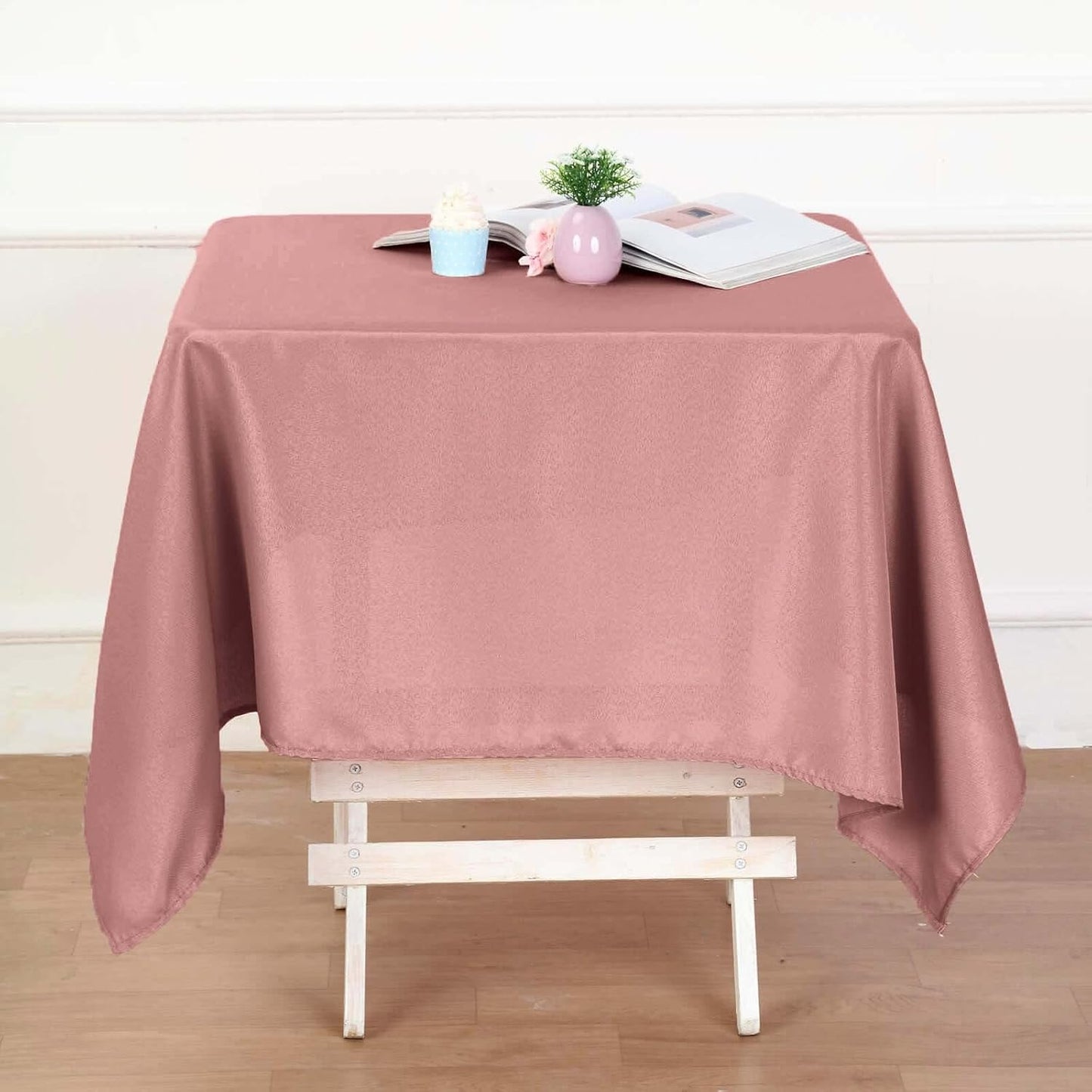 Efavormart 54x54 Dusty Rose Wholesale Linens Seamless Polyester Square Linen Tablecloth for Wedding Banquet Party Restaurant
