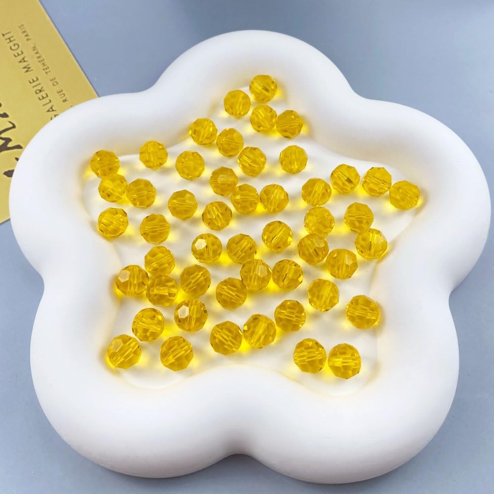100 PCS 8mm Crystal Glass Beads Round Multiple Faceted Loose Spacer Glass Beads for DIY Handcrafte Bracelet Necklace Earring Jewelry Making(Orange)