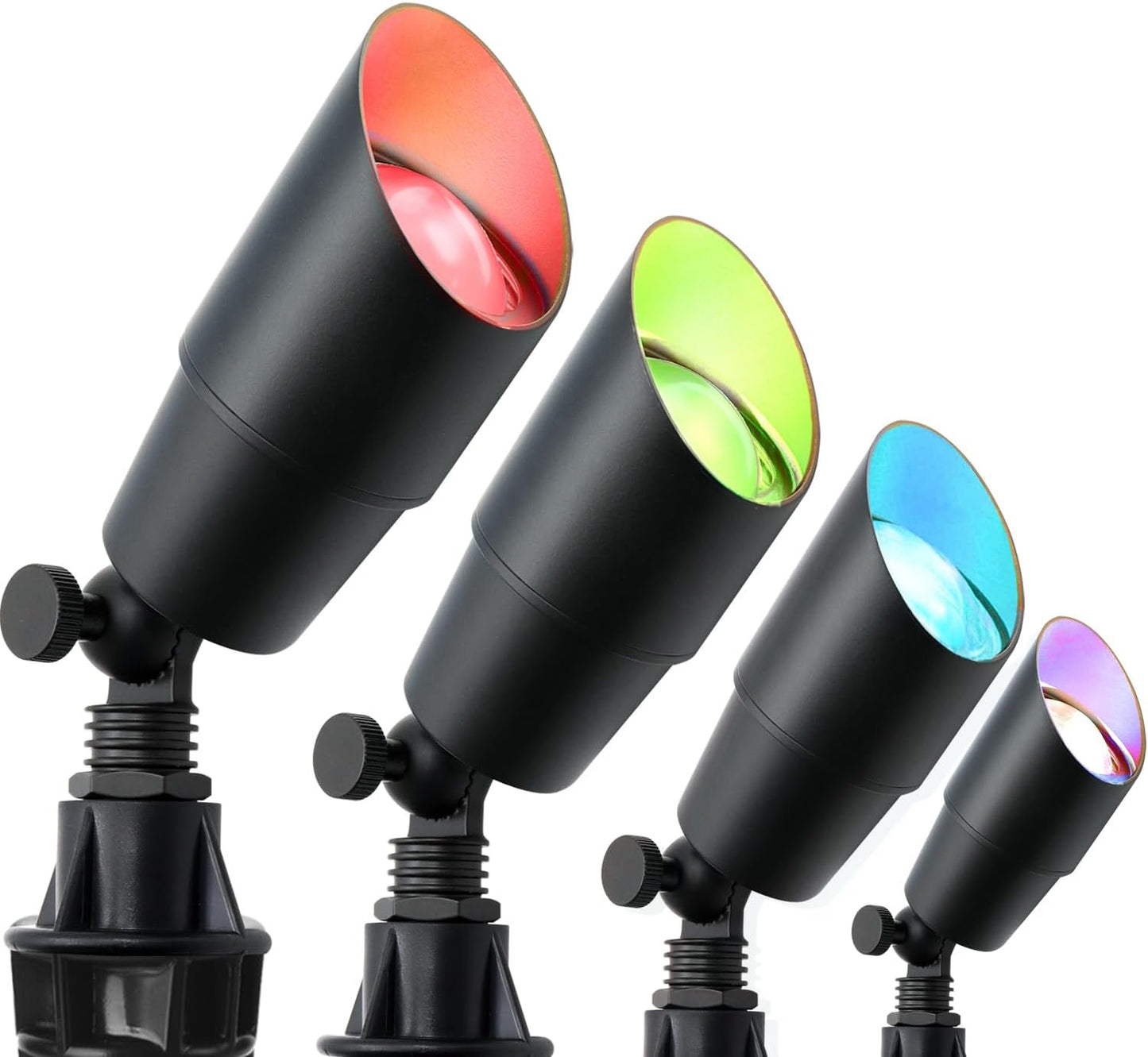 Low Voltage Landscape Lighting with 4 Spot Lights, RGB Color Changing from Warm to Cool White 5000K 12V Outdoor Landscape Lights,Waterproof Black LED Spotlights for Outdoor Garden Pathway,4 Pack