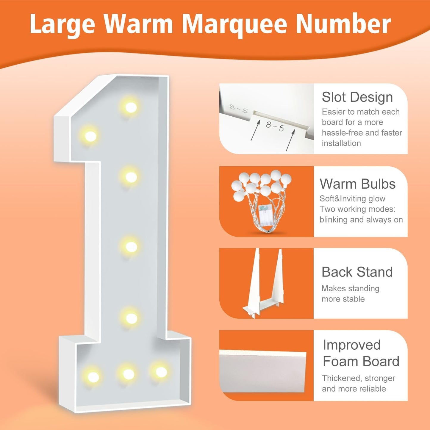 3FT Marquee Numbers 30, Large Light Up Numbers 30th Birthday Decorations for Her Him, Cardboard Numbers for Women Men Anniversary Party Decor Backdrop, DIY Foam Board Mosaic Number Sign