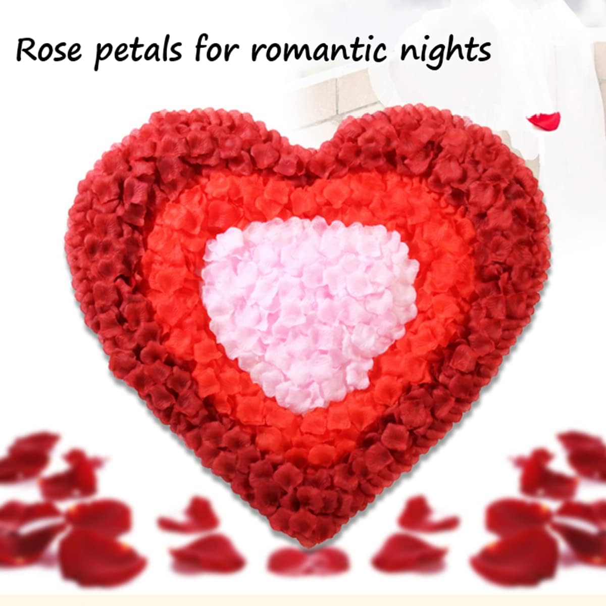 ocharzy 1000 PCS Rose Petals Fake Rose Petals for Romantic Night, Wedding Flower Decoration, Party, Events (Dark Red)