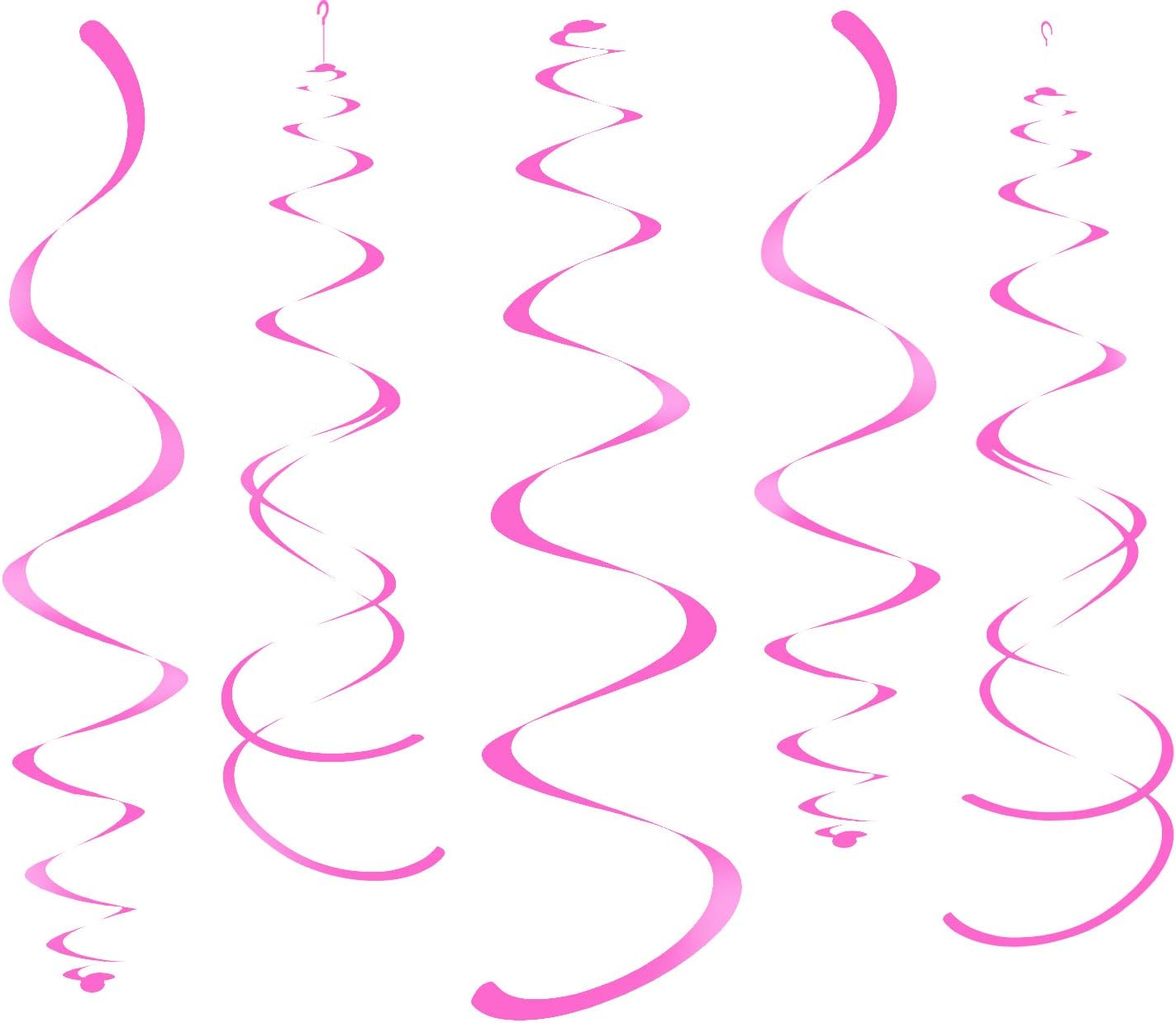 Hot Pink Party Hanging Swirl Decorations Plastic Streamer for Ceiling, Pack of 28