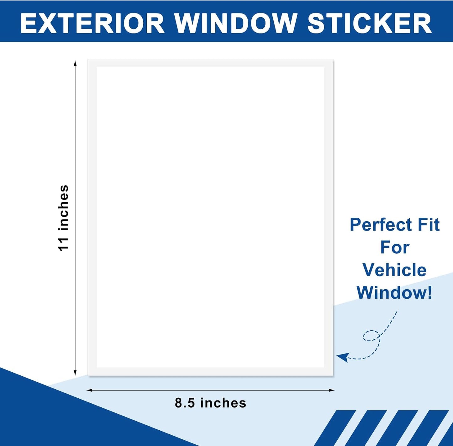 Maitys 100 Pcs Outdoor Window Stickers for Car Dealers 8.5" x 11" Plain White Blank Paper with Sticker