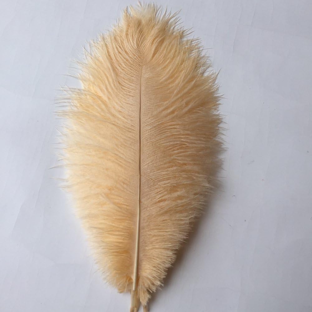 Sowder 10-12inch(25-30cm) Ostrich Feathers Plume for Wedding Centerpieces Home Decoration Pack of 10pcs(Champagne)