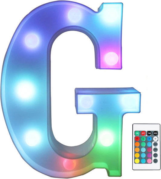 Pooqla Colorful LED Marquee Letter Lights with Remote – Light Up Marquee Signs – Party Bar Letters with Lights Decorations for The Home - Multicolor G
