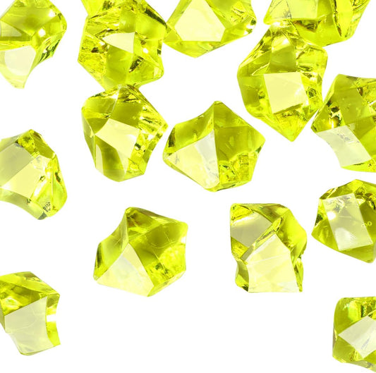 Babenest Acrylic Crushed Ice Rocks, 150 PCS Fake Crystals Plastic Ice Cubes Diamonds Gems for Vase Fillers, Home Decoration, Table Scatter, Event, Wedding, Arts & Crafts (Yellow)