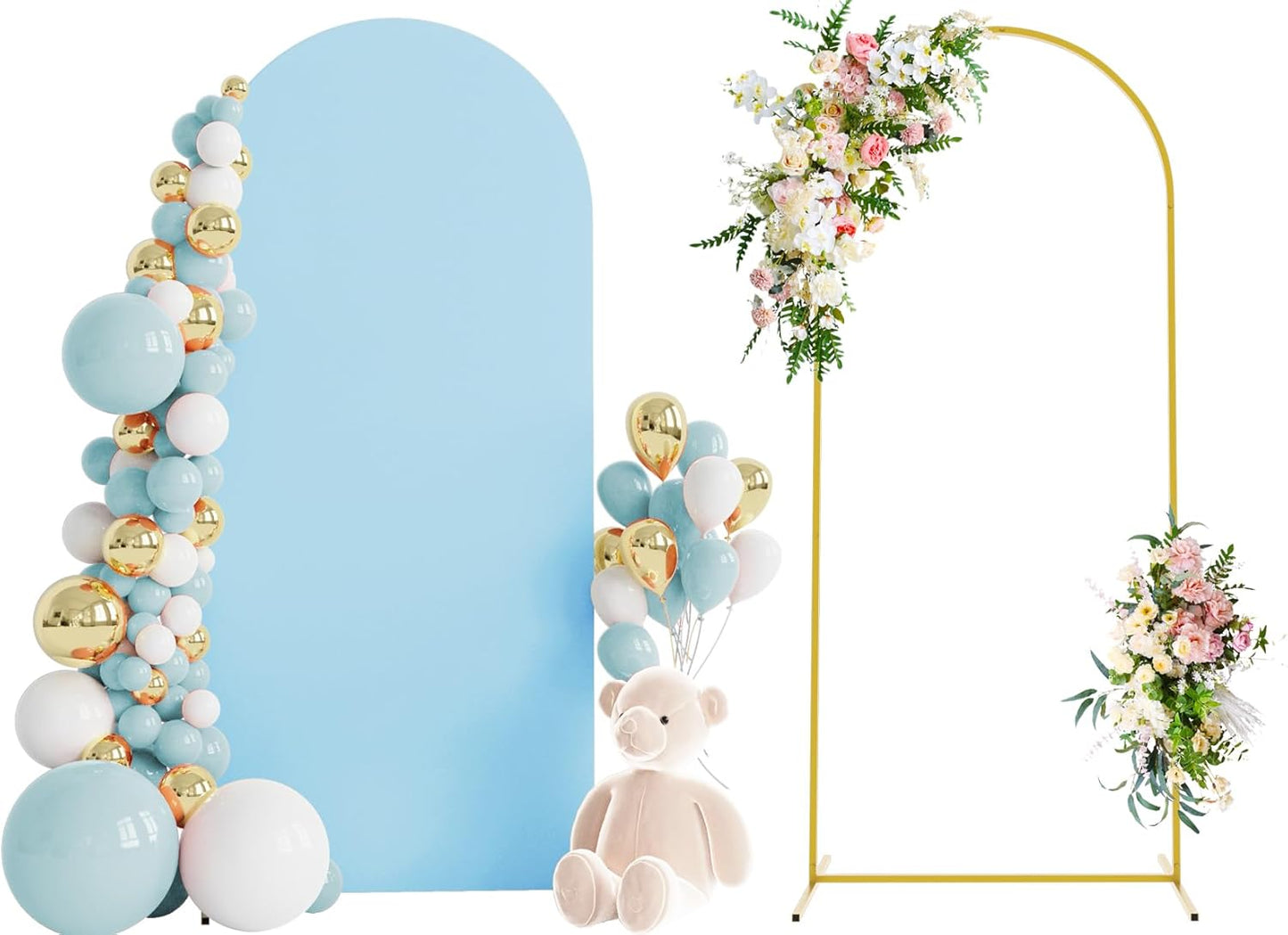 Wokceer 6 FT Wedding Arch Stand and Arch CoverMetal Arch Stand with Arch Stand Cover for Birthday Party Wedding Ceremony Bridal Baby Shower Event Decor, Blue, DoorCover 0.8M-Dusty Blue-K